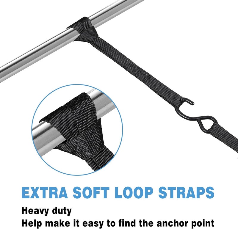 EXVITAL Tie Down Straps with Hook Cam Buckle Straps 1" x 8’ 1200lbs Break Strenght with Extra Soft Loops for Motorcycle, Kayak, ATVs, Dirt Bike, Truck, Car Black 4 Pack - Image 3